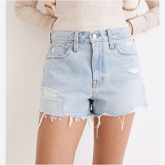 Madewell Relaxed Denim Shorts Lemar Wash Ripped Edition Size 28 - Picture 1 of 16